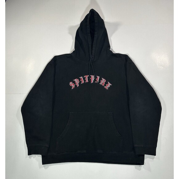 Spitfire Hoodie Size XL Men Logo Spellout Long Sleeve Black Y2K Skate Embroidery - Picture 1 of 8